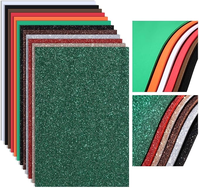 Feifeiya 48 Pack Glitter Foam Sheets Craft, 8 x 12 Inch Assorted Colors