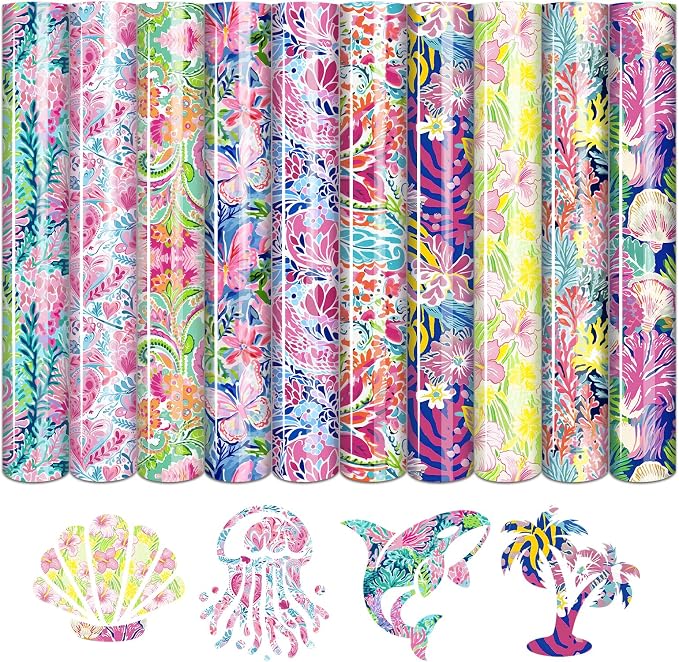 Tintnut Paisley Flower Watercolor Heat Transfer Vinyl, Floral pattern, PU HTV