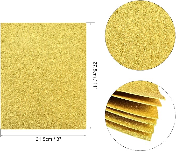 uxcell Gold Tone Shiny EVA Foam Sheets 11 x 8 Inch 2mm Thick