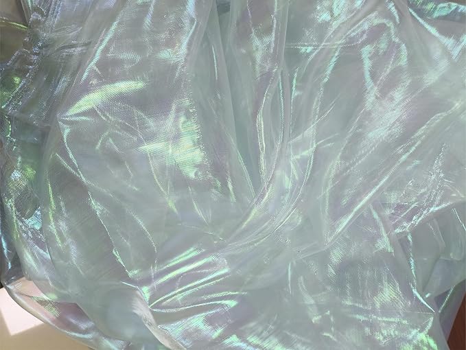 Aqua Blue Iridescent Organza Fabric