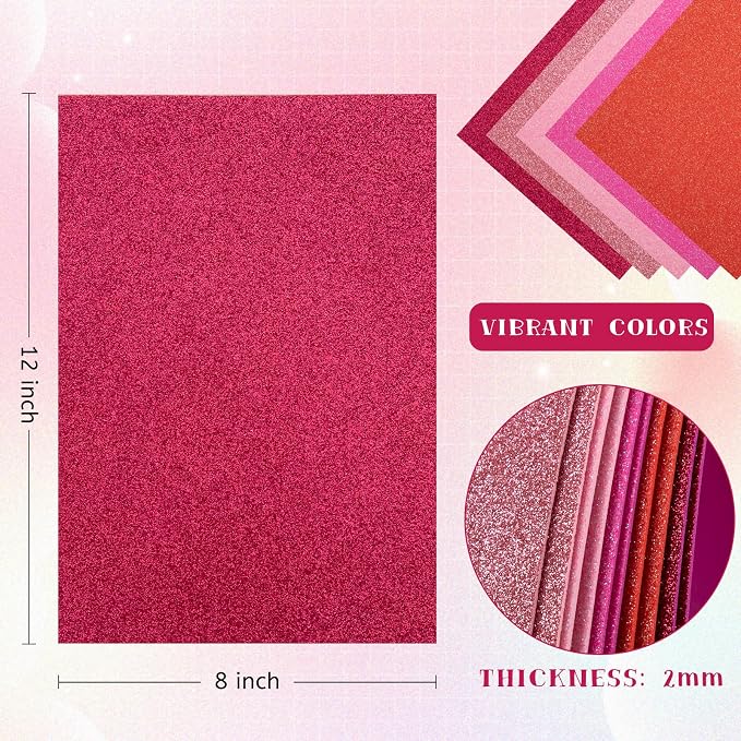 10 Pack Glitter Foam Sheets Craft 8 x 12 inch | 5 Colors Sparkles Foam Paper