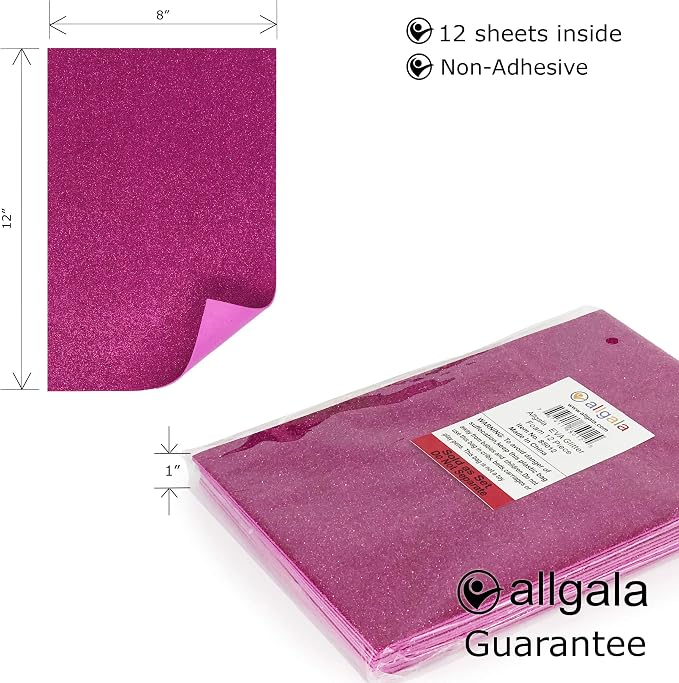 Allgala 12 Pack Glitter EVA Foam Paper 8 x 12 inch Sheets-Fuchsia-Perfect