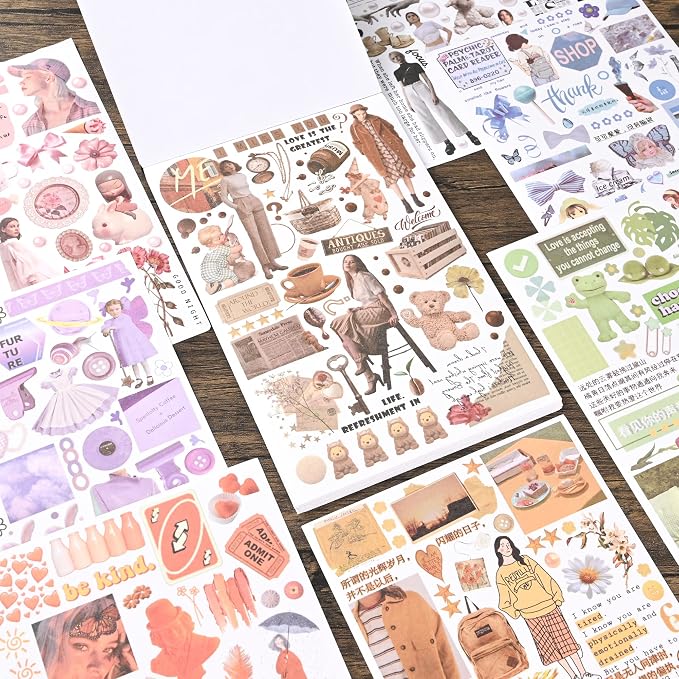 Vintage Washi Stickers for Scrapbooking, Scrapbook Stickers for Junk Journals