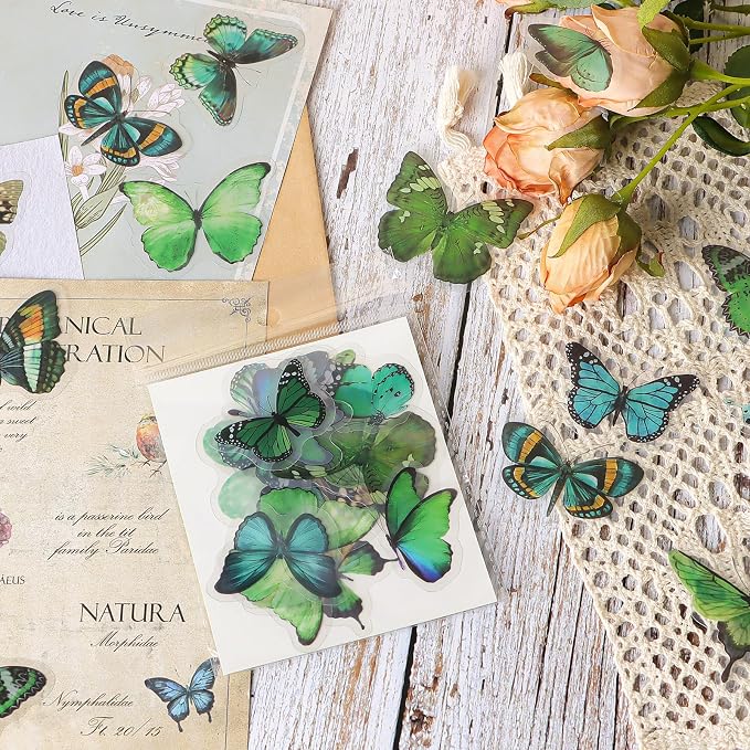 Imeepa 320Pcs Butterfly Stickers Transparent Scrapbooking Stickers | PET