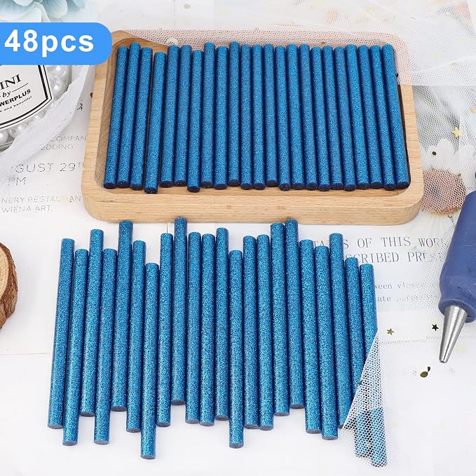 Manarty Glitter Sapphire Blue Hot Glue Stick, Adhesive EVA Glue Sticks