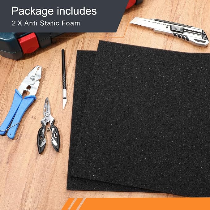 Pangda 2 Pcs Black Foam Pad 12 x 12 x 0.25 Inches Cuttable Polyurethane Foam