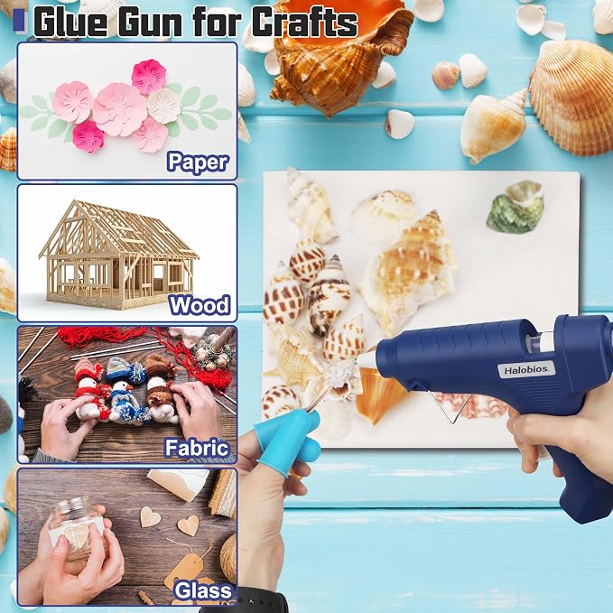 Halobios Hot Glue Gun with Preheating, 20 Glue Sticks, Full Size