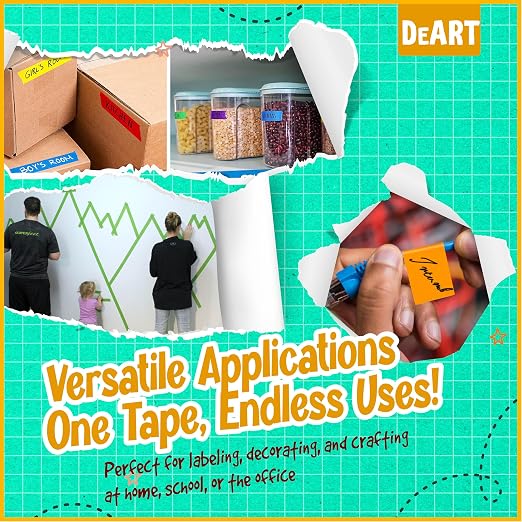 DEART Colored Masking Painters Labeling Tape Masking Tape 1 inch Color Painter