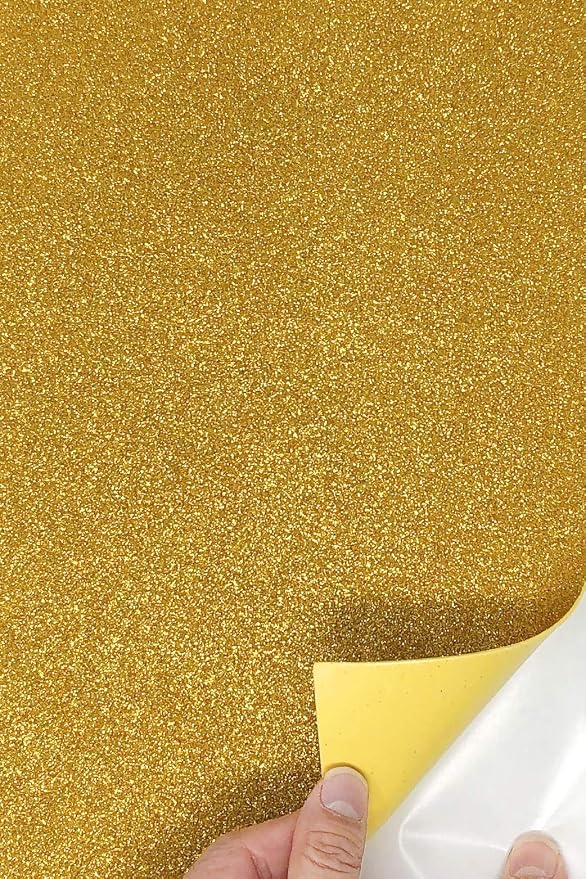 allgala 12 Pack Self-Adhesive Glitter EVA Foam Paper 8 x 12inch Sheets-Gold