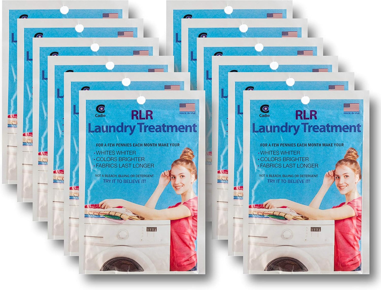 RLR Natural Laundry Detergent Powder – Whitens, Brightens, Refreshes Baby Cloth Diaper Detergent, Musty Towels, Workout Clothes - Non-toxic, Fragrance-Free For Sensitive Skin (Pack of 12)