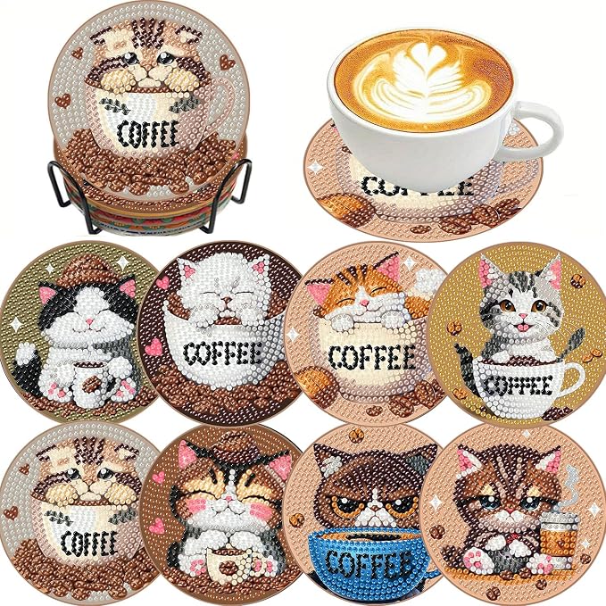 Clendo 8 PCS Diamond Art Coasters