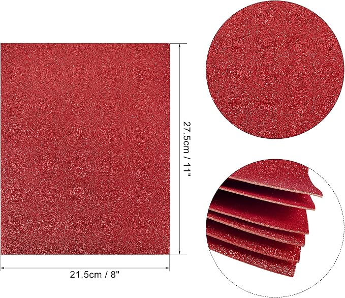 uxcell Red Shiny EVA Foam Sheets 11 x 8 Inch 2mm Thick