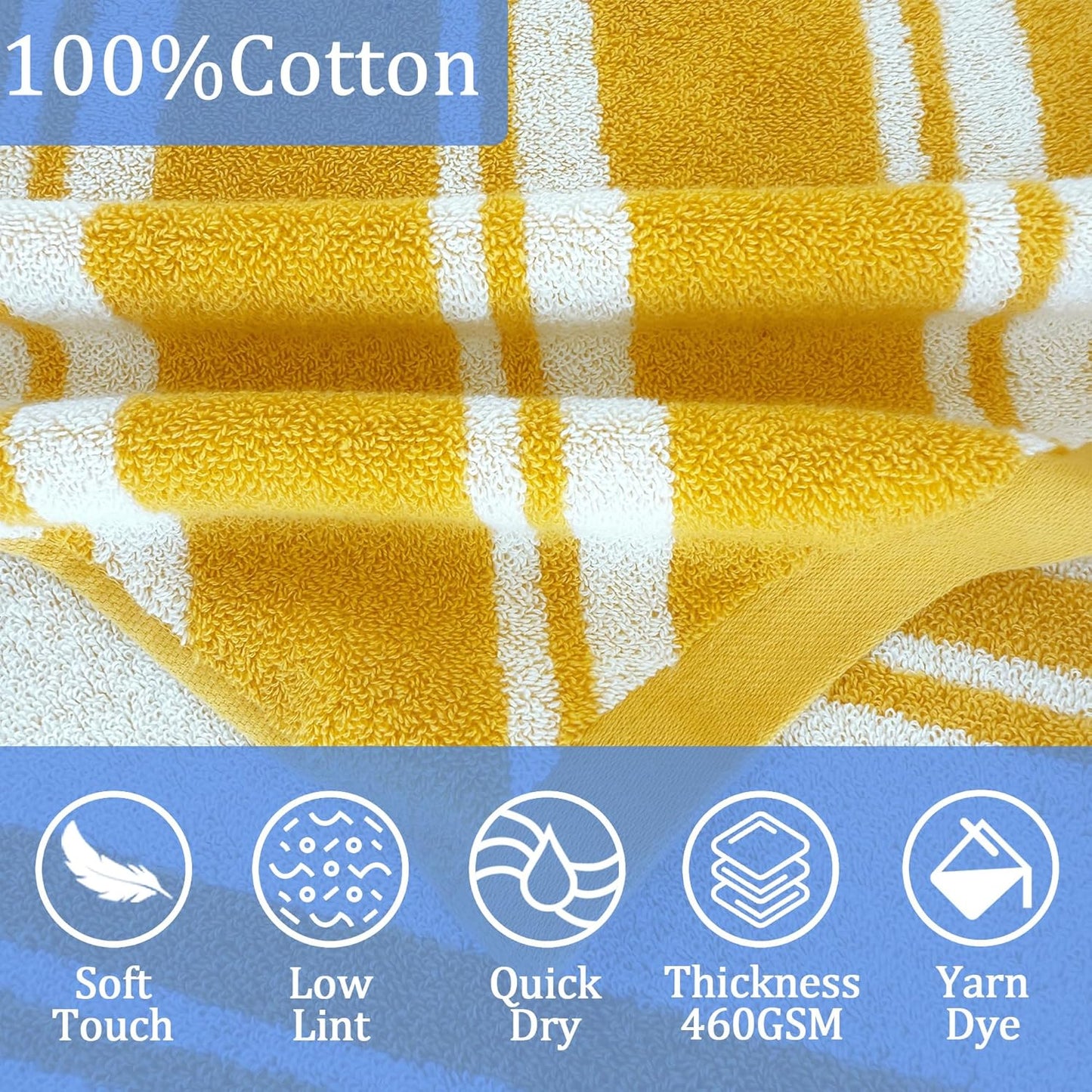 VOOVA & MOVAS Kids Hooded Poncho Towels (4-8Years,27.5"x27.5"),100% Cotton Soft Absorbent Towel for Boys,Perfect for Bathroom | Pool | Beach | Swimming, Jacquard Yellow Stripe