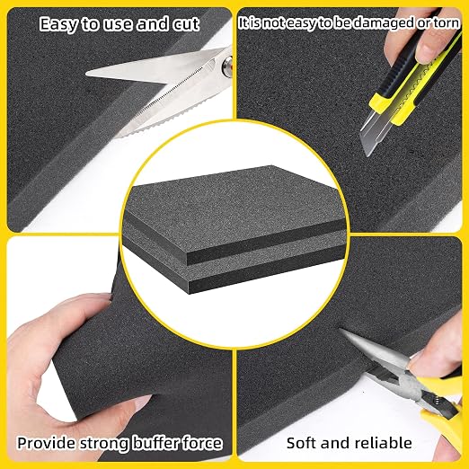 DECOHS 4 Pcs Polyurethane Foam Sheet- 16 x 12 x 1 Inch Cuttable Foam Inserts