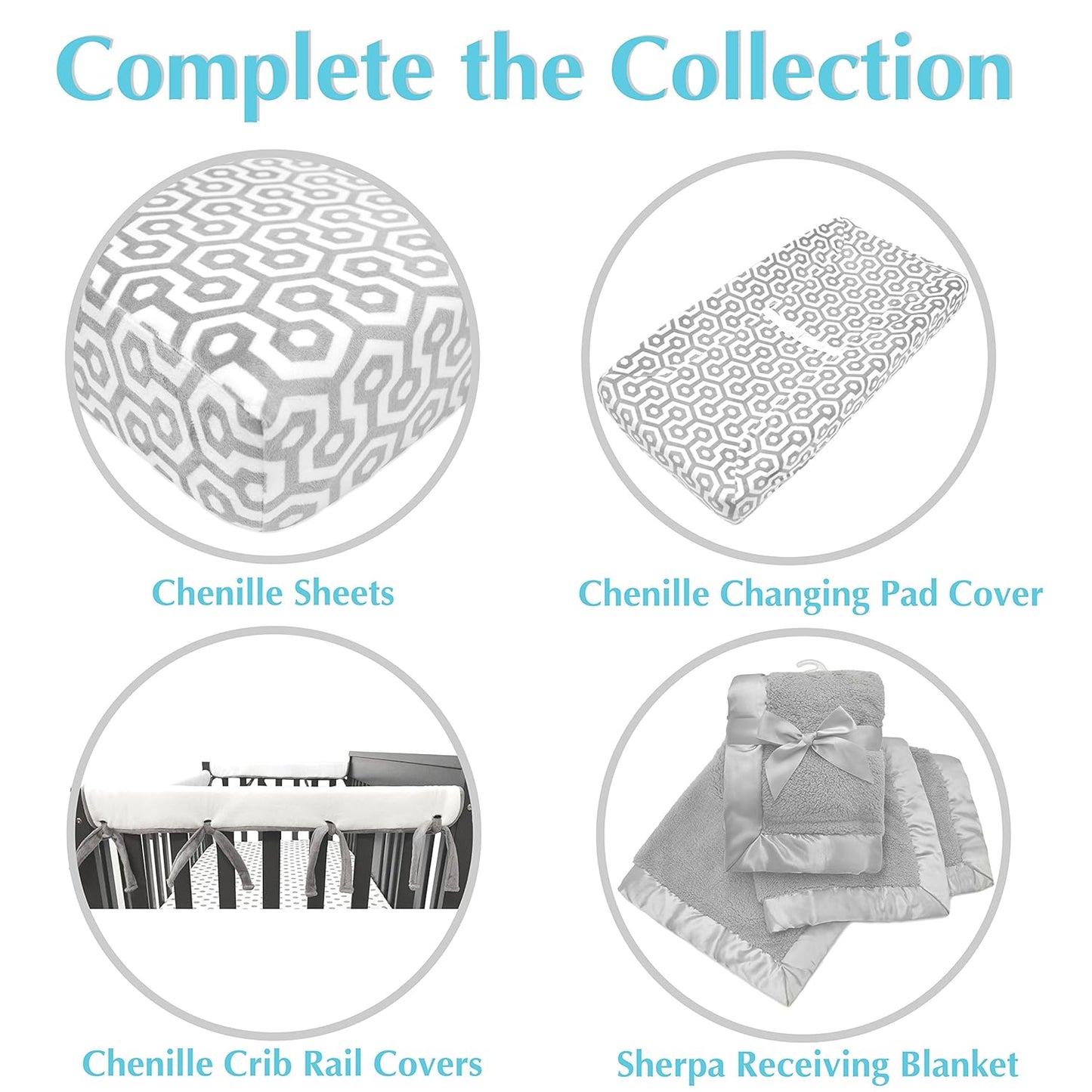 American Baby Company Heavenly Soft Chenille Contoured Changing Table Cover- Gray Honeycomb