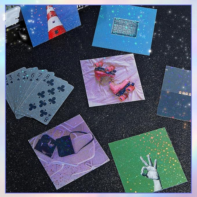 Clabby 36 Sheets Holographic Sticker Paper A4 Vinyl Holographic Laminate Sheets