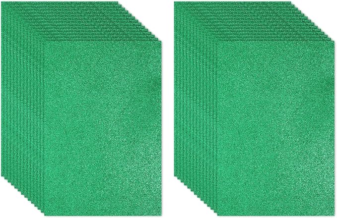 PATIKIL 30Sheets Green EVA Glitter Foam Sheet 11.8 x 7.9 Inch 2mm Thick Sparkle