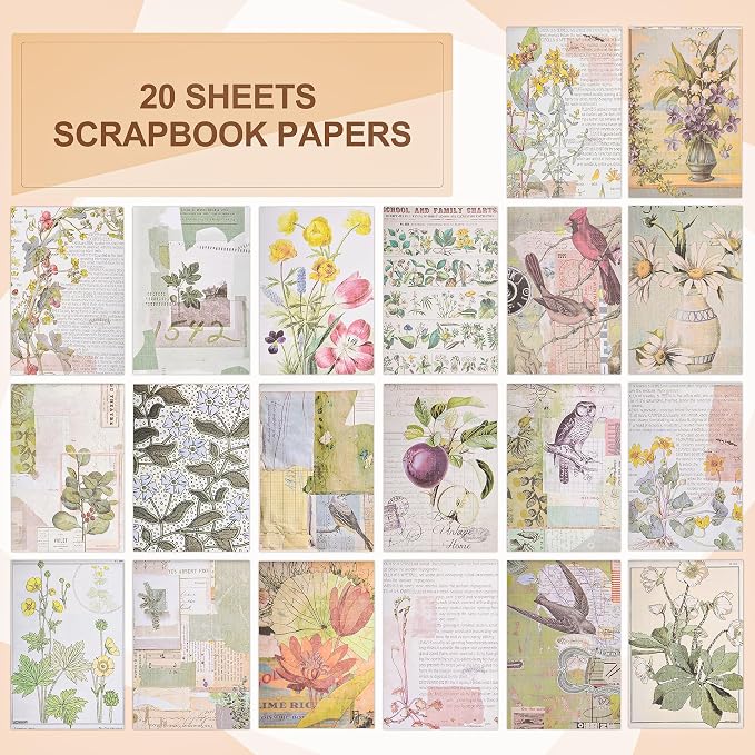 Vintage Washi Stickers for Scrapbooking, Aesthetic Sticker Book for Journaling