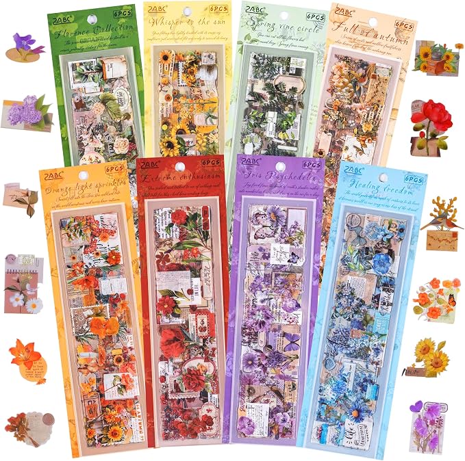 555Pcs Flower Stickers Journal Vintage Scrapbook Floral Plant Sticker | Flower