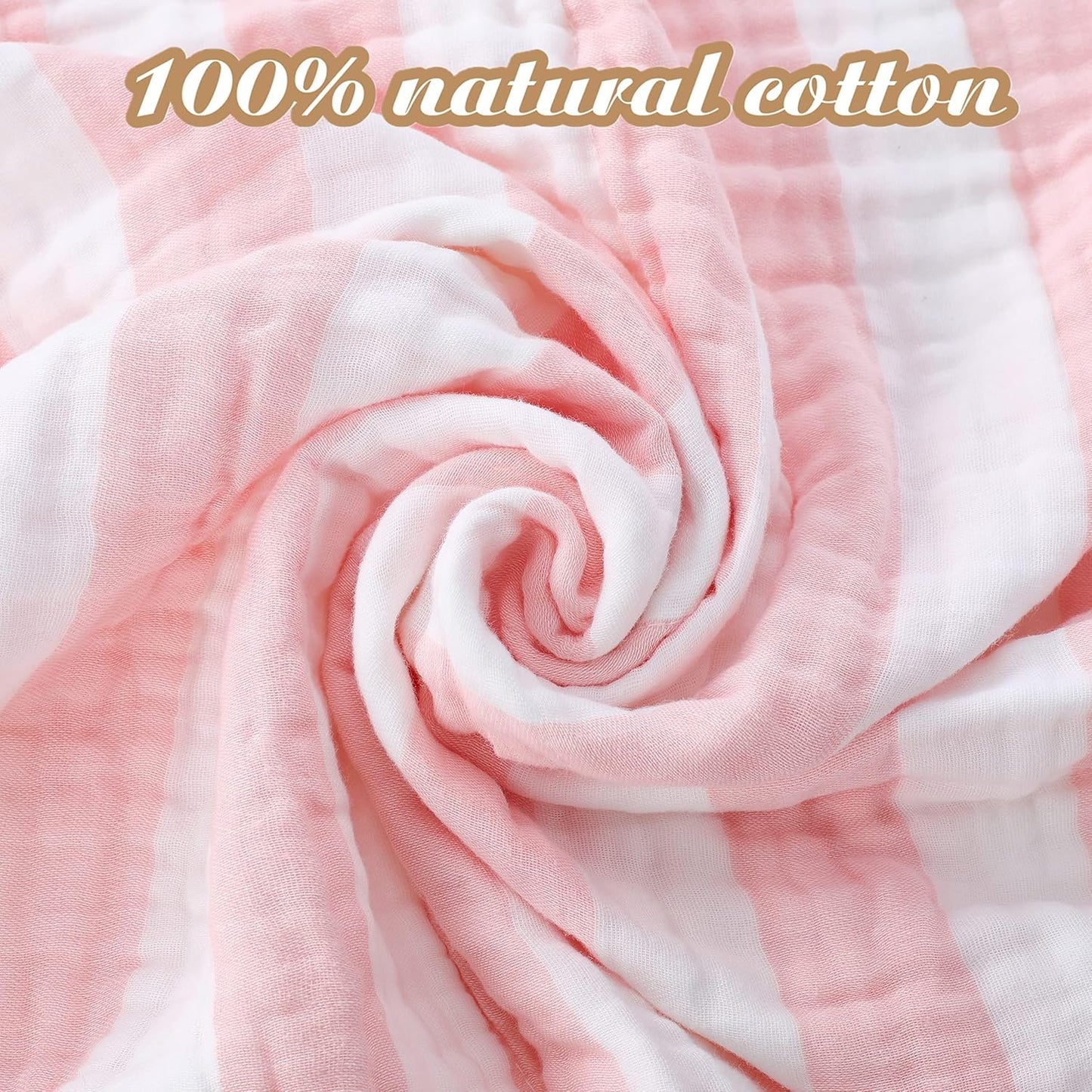 Muslin Baby Towel 5 Pieces Set,Ultra Soft and Absorbent for Baby's Delicate Skin, Ideal for Newborns to Toddlers, Perfect for Baby Registry or as a Shower Gift. (Pink)
