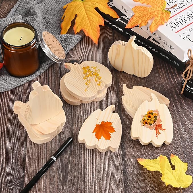 9 Pieces Fall Pumpkin Wooden Cutouts Thicken Thanksgiving Wood Signs Unfinished