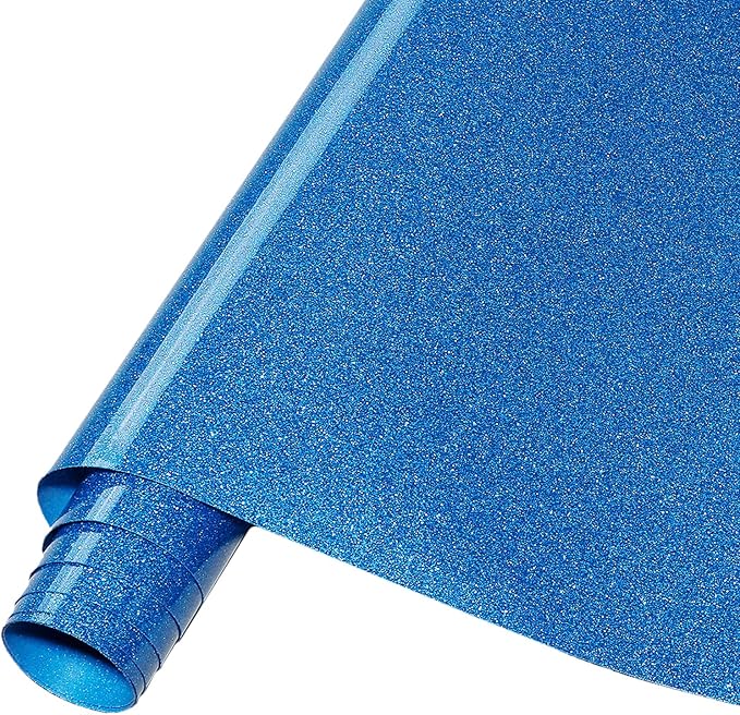 Tintnut Blue Glitter Heat Transfer Vinyl Roll, easy cut & weed, stretch washable