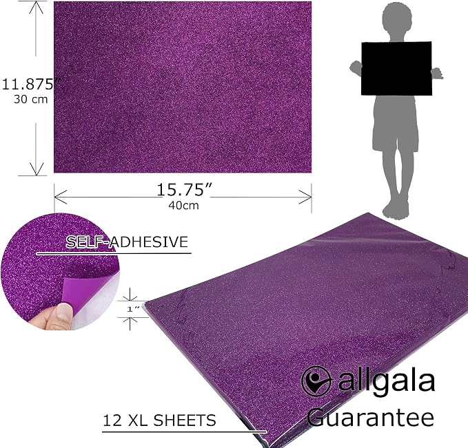 allgala Self-Adhesive Glitter EVA Foam Paper Sheets Perfect