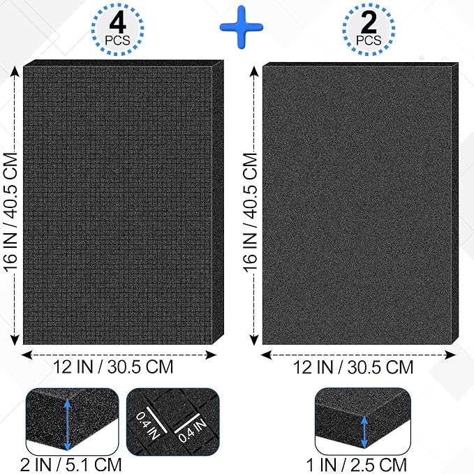 6 Pcs Pick and Pluck Foam Sheets 2 Size Polyurethane Pick Apart Foam Inserts