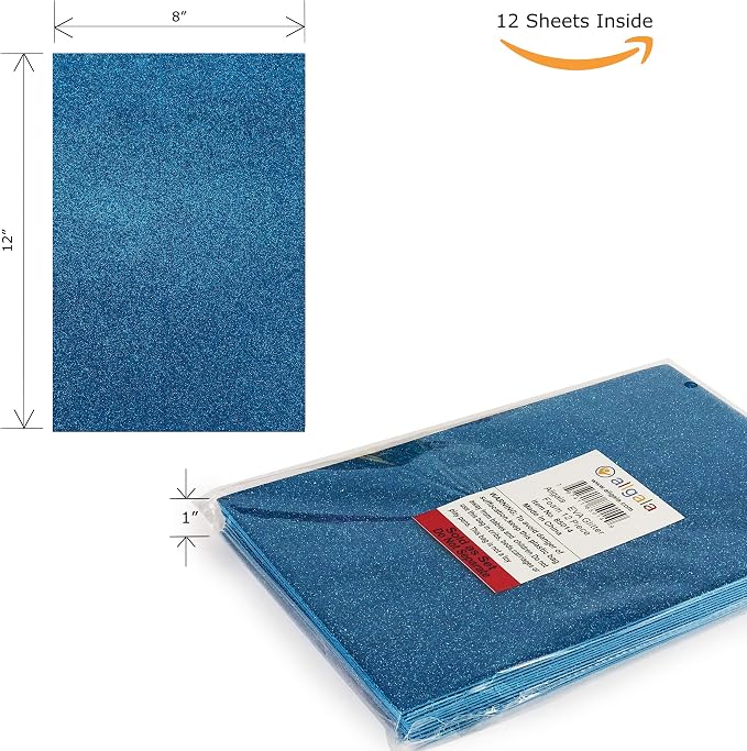 Allgala 12 Pack Glitter EVA Foam Paper 8 x 12inch Sheets-Blue-Perfect