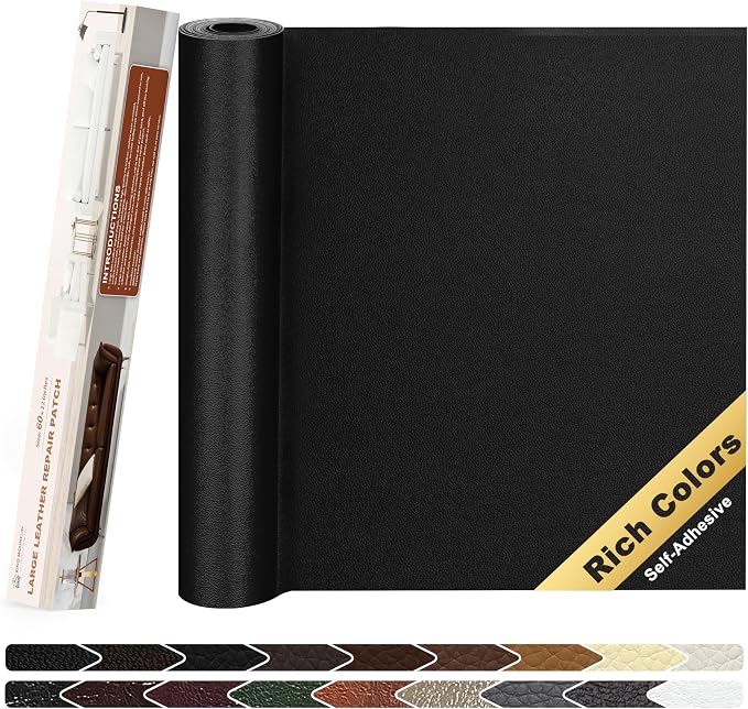 KING MOUNTAIN Leather Repair Patch, 12 x 60 Inches self Adhesive Leather Repair
