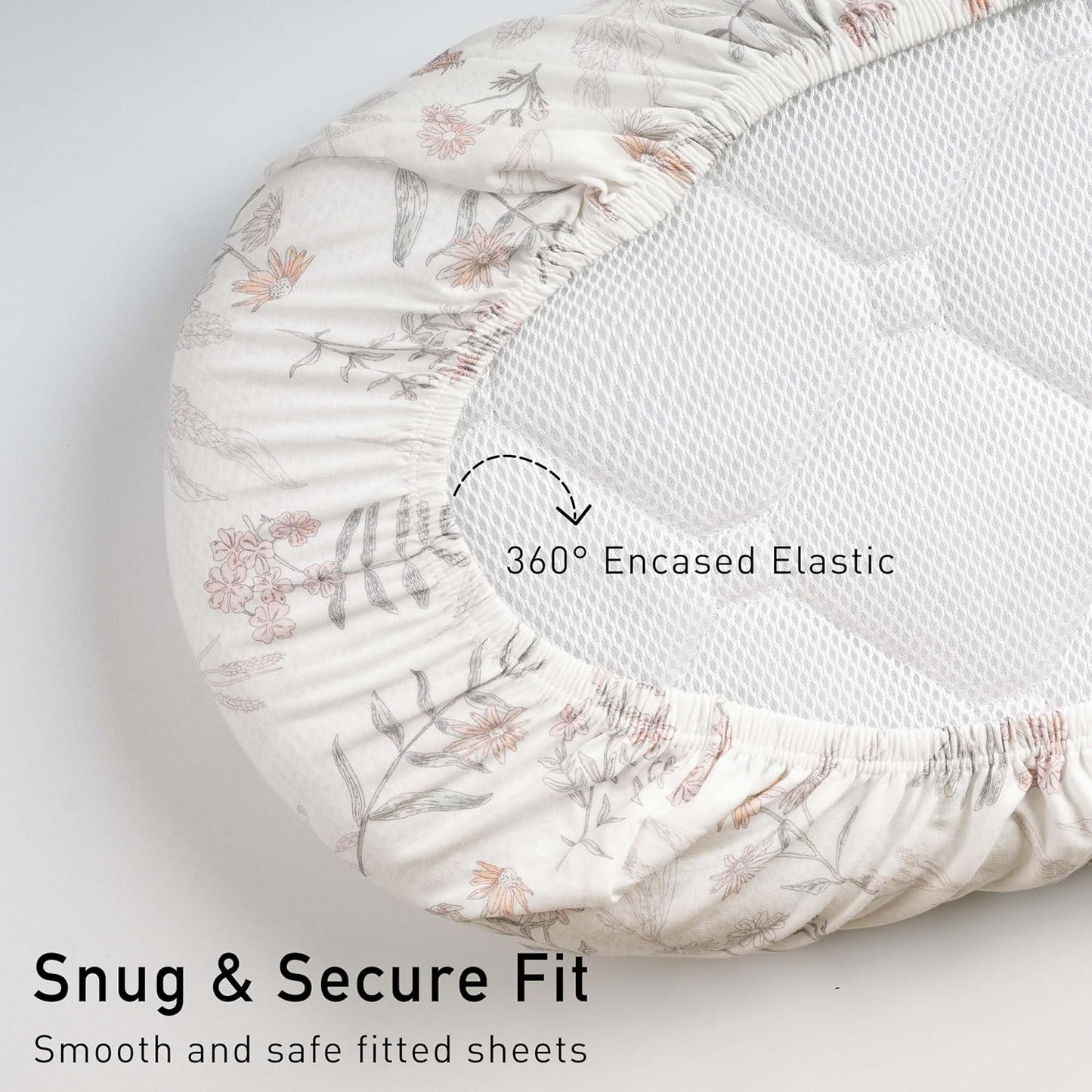 Gllquen Baby Bassinet Sheets 2 Pack, 100% Organic Cotton Bassinet Fitted Sheets for Girls Boys, Soft & Breathable Unisex Baby Mattress Sheet for Standard Bassinets 33"x17"(Lineage of Bloom)