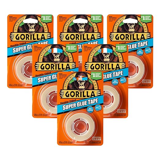 Gorilla Super Glue Tape, Double Sided, High Tack, 5/8in x 20ft