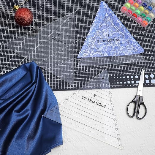 3 Pcs 60 Degree Triangle Ruler for Quilting, 10 Inch Acrylic Template Ruler