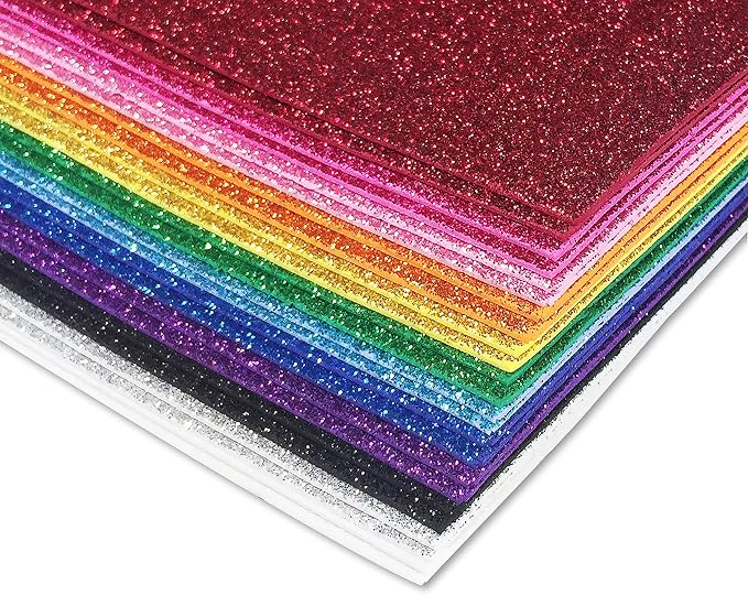 Better Office Products 36 Pack Glitter Foam Sheets, 9 x 12 Inch,