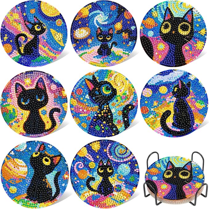 DOZEEZOP 8-Pack Diamond Art Coaster Kit