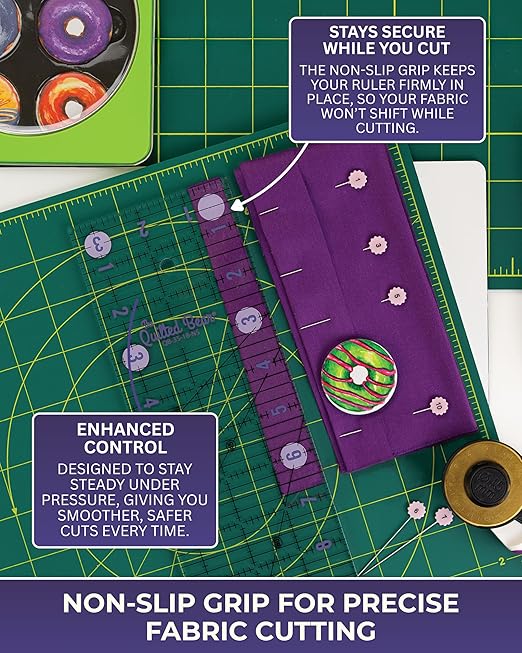 The Quilted Bear Rectangular Acrylic Quilting Ruler, Precise Bold Lines