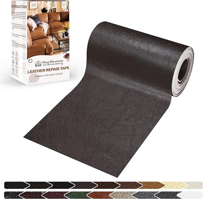 KING MOUNTAIN Leather Repair Patch, 4 x 63 Inches self Adhesive Leather Repair