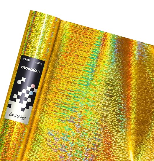 VViViD Mosaic+ Gold Brushed Holographic 1ft x 5ft Crafting Vinyl Crinkle-Free