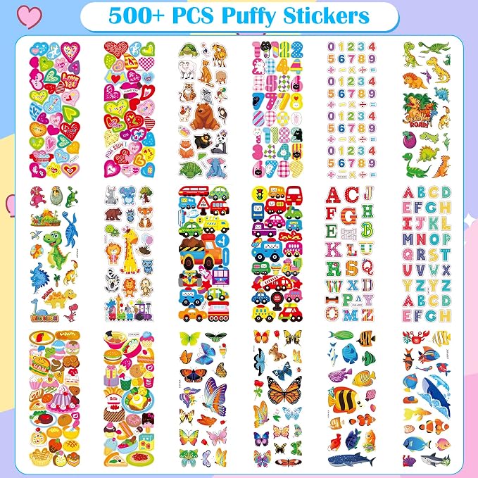 500+ Puffy Stickers, 3D Stickers