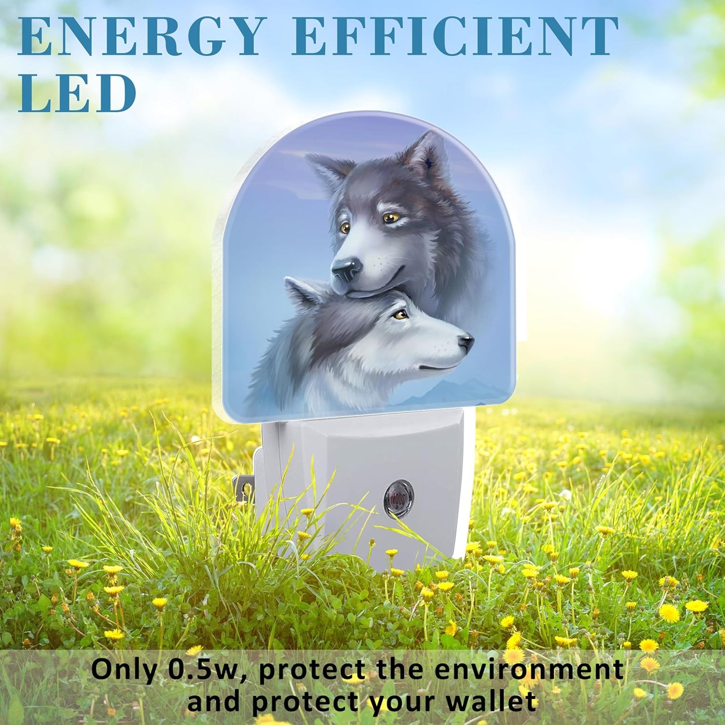 Night Light for Kids Girls Boys, Cool Wolf Couple LED Night Light Plug into Wall with Dusk to Dawn Sensor for Room Decor, Hallway, Kitchen, Bathroom, Nursery, Stairs
