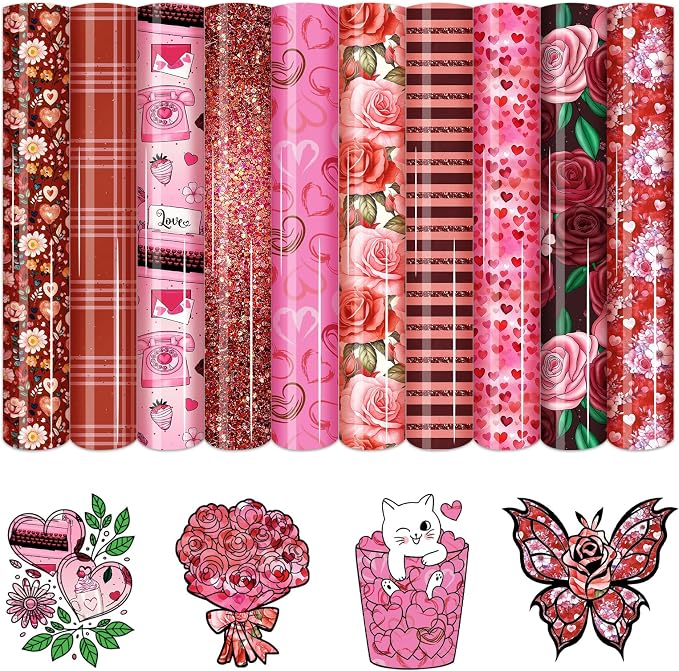 HTVSTD Rose Romantic Heat Transfer Vinyl 10Sheet 12×10in Iron on Vinyl | Rose