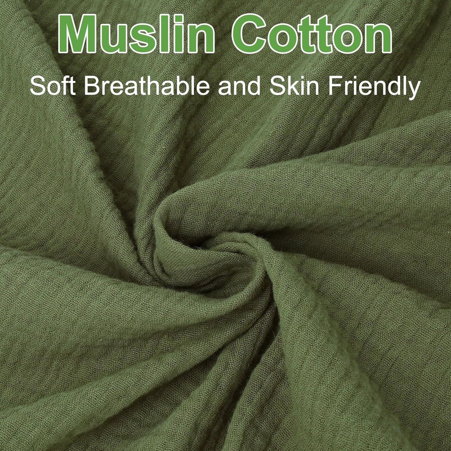 Muslin Fitted Crib Sheets for Girls & Boys-2 Pack 28"x 52" Soft Baby Mattress Sheet-No Slip Boho Neutral Breathable Toddler Cotton Bedding Olive Green & Beige
