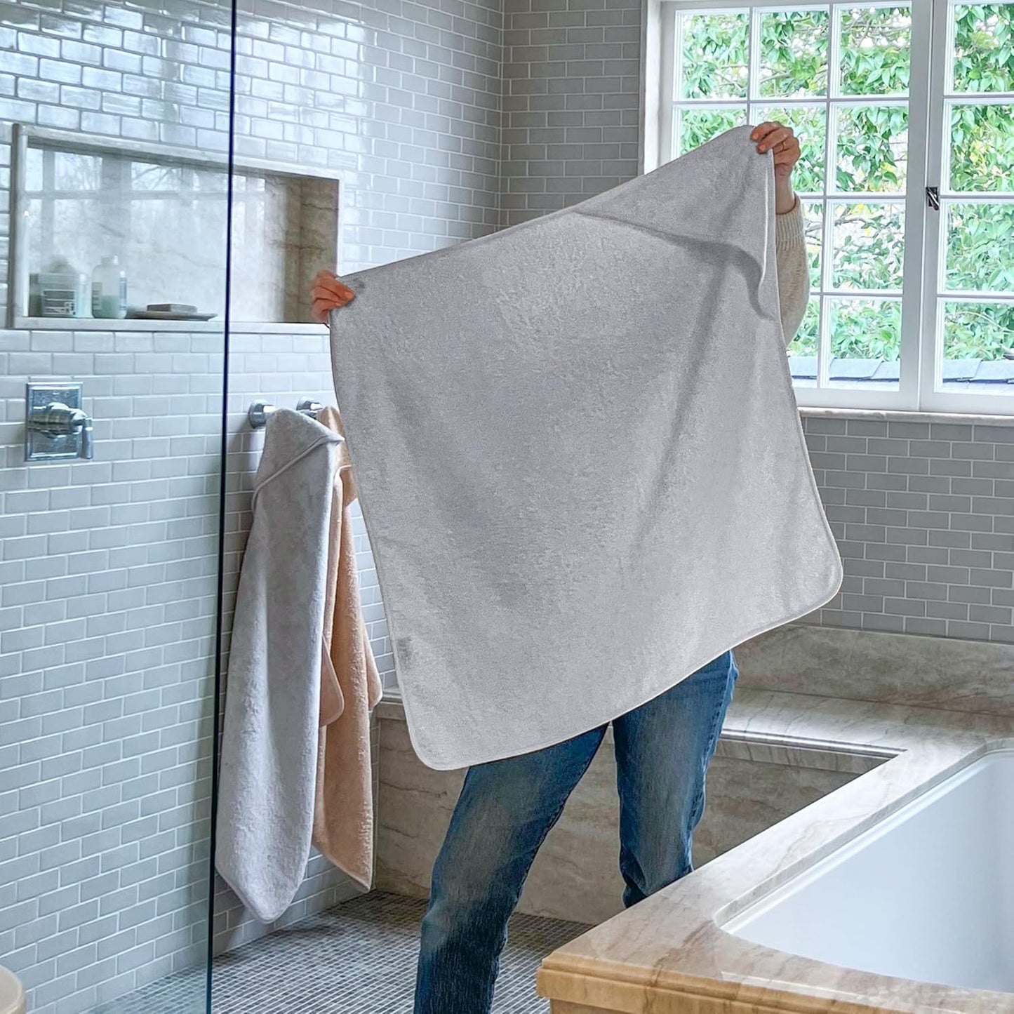 Pine & Palm Home Baby Hooded Towel - Rayon from Bamboo & Turkish Cotton - Super Soft & Absorbent Infant & Toddler Bath Towel (Pumice Stone)