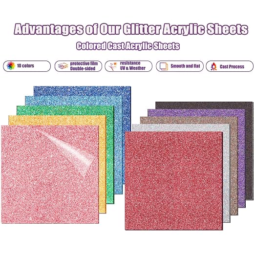 Adrattnay Glitter Acrylic Sheets