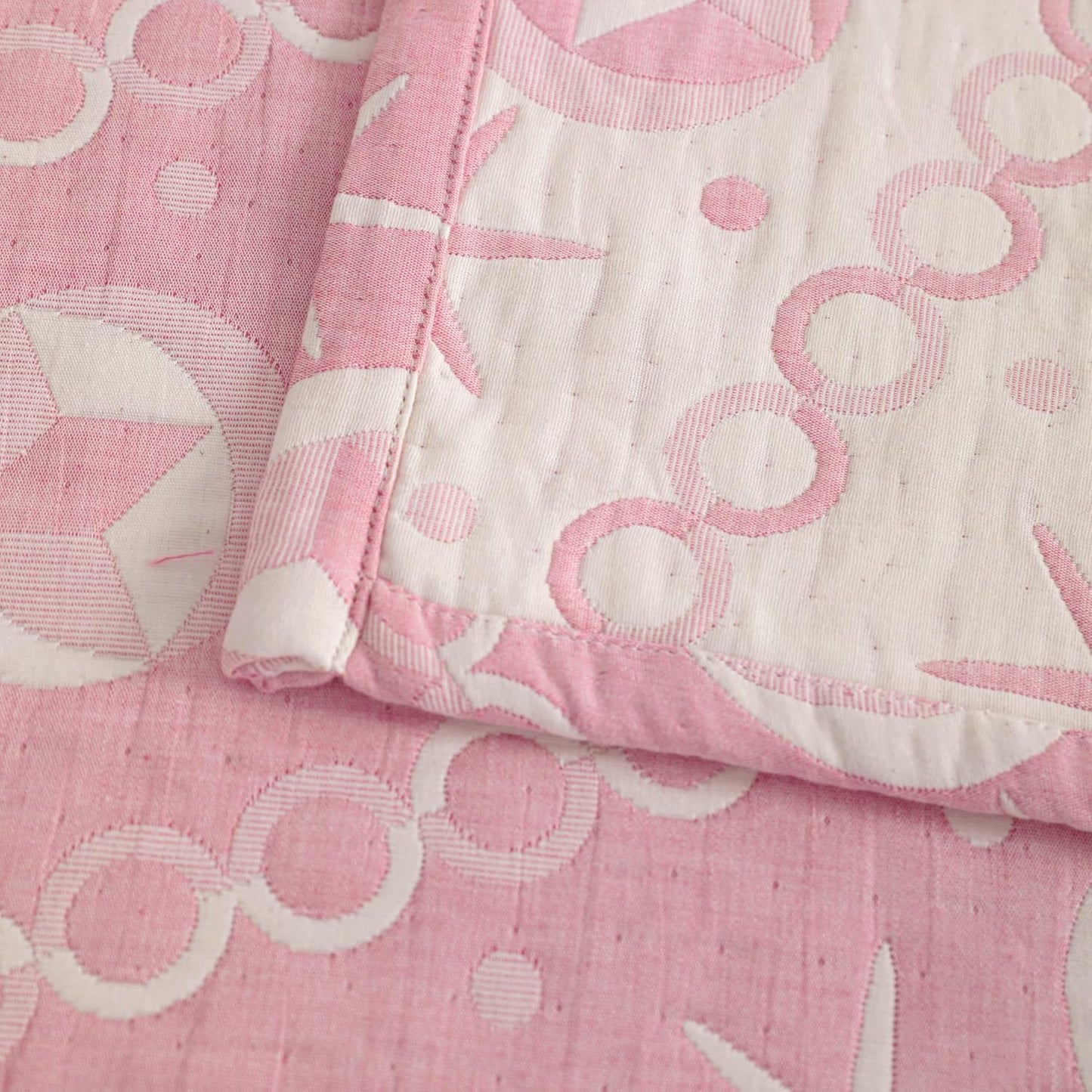 NTBAY 3 Layer Toddler Blanket, Muslin Cotton Jacquard Bed Blankets, Lightweight Thermal Baby Blanket, Super Soft and Warm Crib Blanket for All Seasons, Decoration Gift, 30"x40", Pink Starfish
