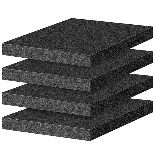 ToLanbbt Polyurethane Foam Sheets, 4P 12 x 12 x 1 Inch Cuttable Tool Box Case