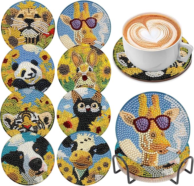 DOZEEZOP 8-Pack Diamond Art Coaster Kit