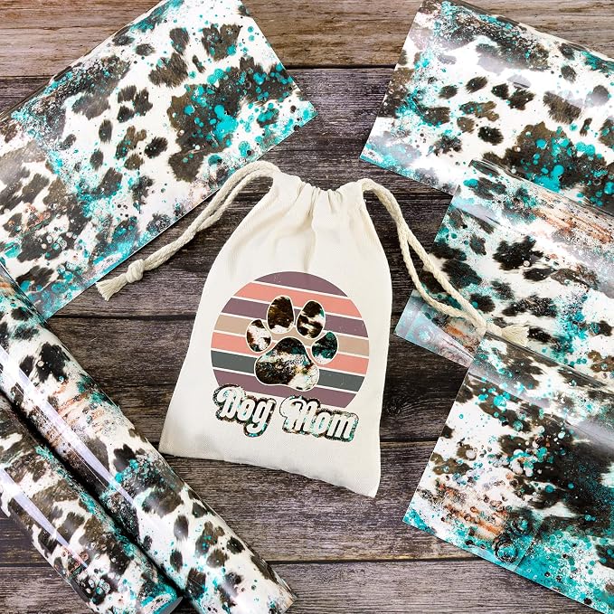 Tintnut Turquoise Cowhide Heat Transfer Vinyl, easy cut & weed, stretch washable
