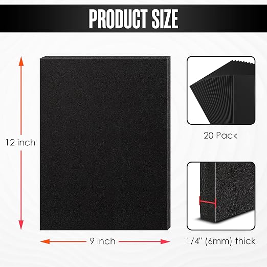 Foam Sheets for CraFts, EVA Foam, 6mm Thick, 20 Pack, 9 x 12 Inch | Houseables