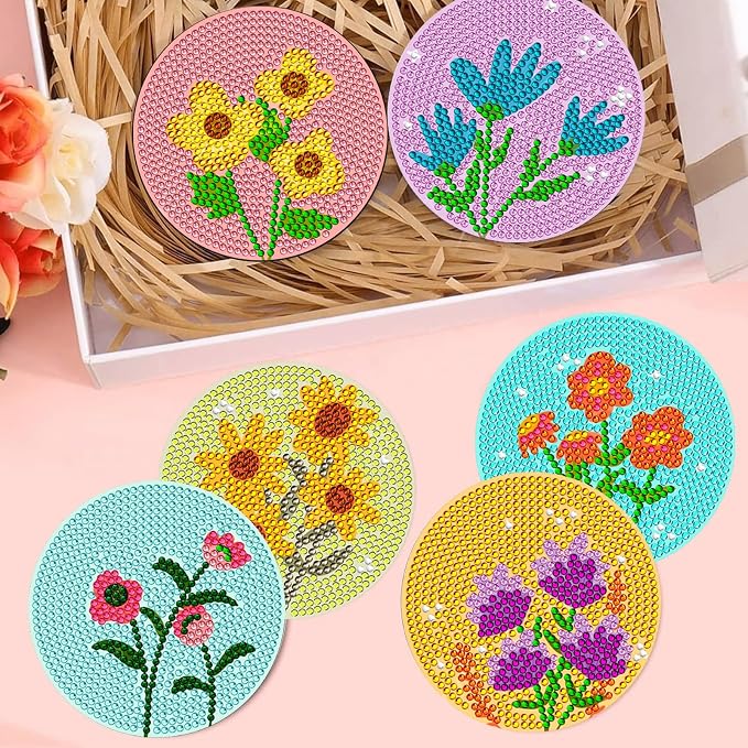 EWJRNSF 8 PCS Fall Diamond Art Coasters DIY Kit